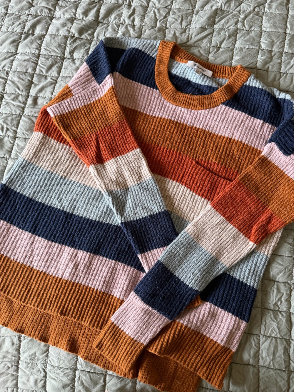 Madewell Men’s Striped Crewneck Sweater in Navy, Rust, Pink, Cream